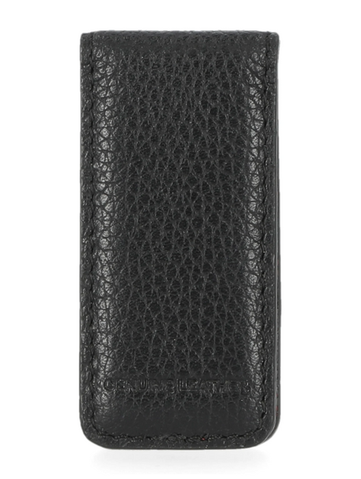 Skull Leather Money Clip Black