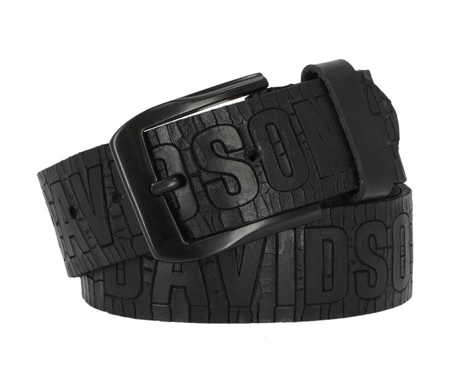 Harley-Davidson® Men's Cracked Earth Raised H-D Logo Leather Belt - Black