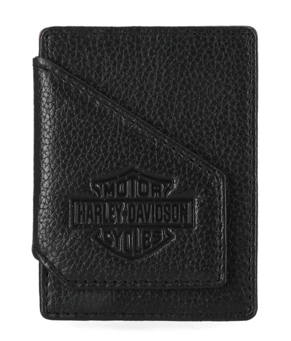 Mens Bar & Shield Core Pebble Card Case Wallet