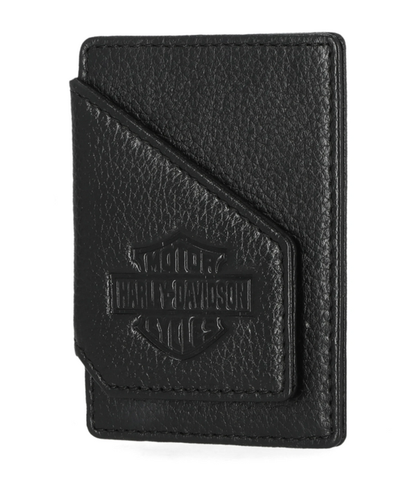 Mens Bar & Shield Core Pebble Card Case Wallet