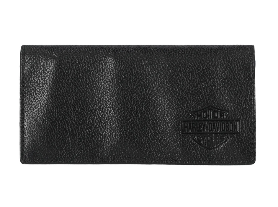 Harley-Davidson® Men's Genuine Leather With Calvary Canvas Trim Vertical Billfold