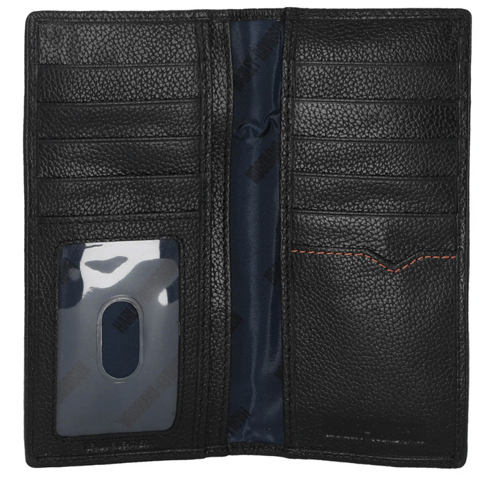 Harley-Davidson® Men's Genuine Leather With Calvary Canvas Trim Vertical Billfold