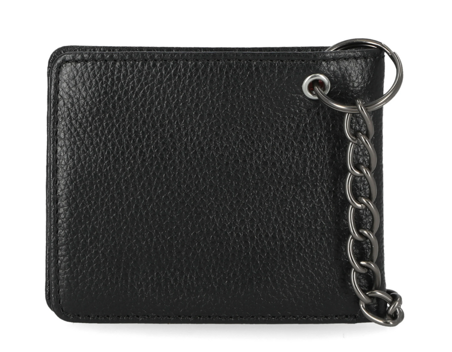 Mens Bar & Shield Core Pebble Billfold Wallet With Chain