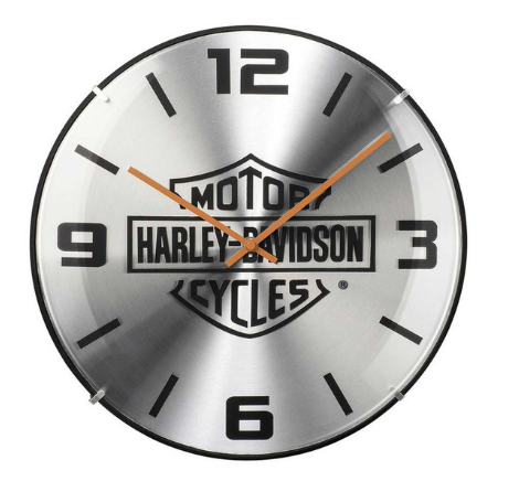 Harley-Davidson® Embossed Bar & Shield Dome Metal Clock, 14 inch - Silver - HDX-99245