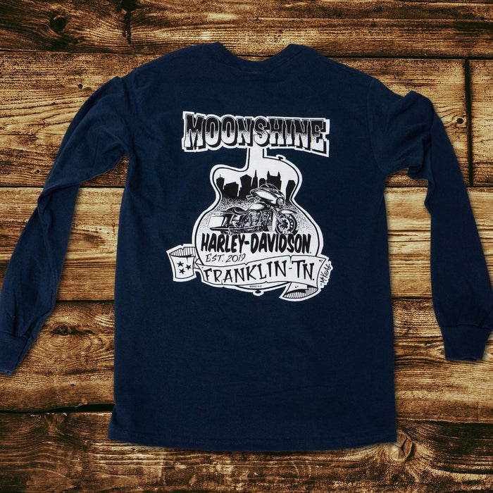 Guitar Men's Navy Long Sleeve Shirt