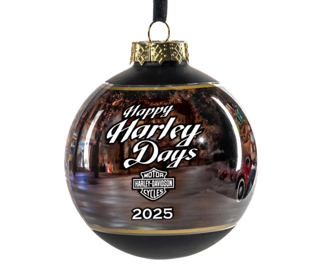2025 Biker Santa Ball Ornament – Limited Edition Holiday Collectible