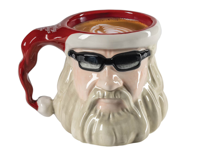 Biker Santa Sculpted Mug – Limited-Edition Holiday Décor