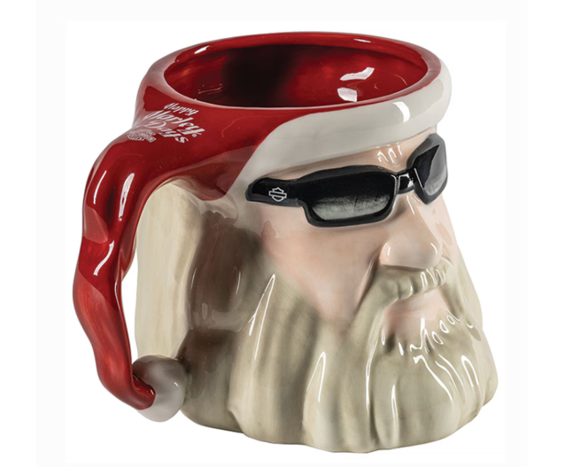 Biker Santa Sculpted Mug – Limited-Edition Holiday Décor