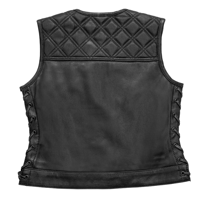 Bonnie - Women's Motorcycle Leather Vest - Diamond Quilt