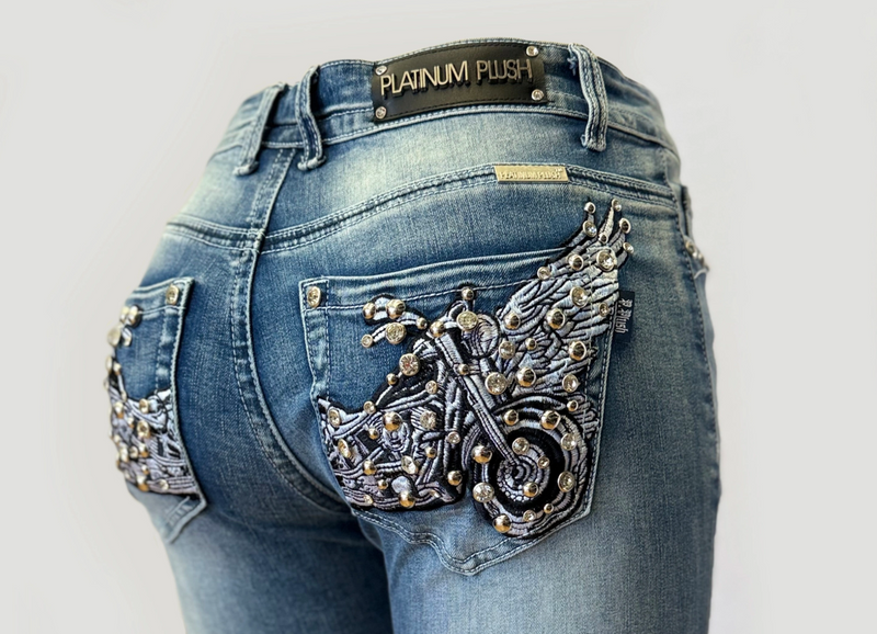 Platinum Plush - Wing Bike Denim Pants - PP4056