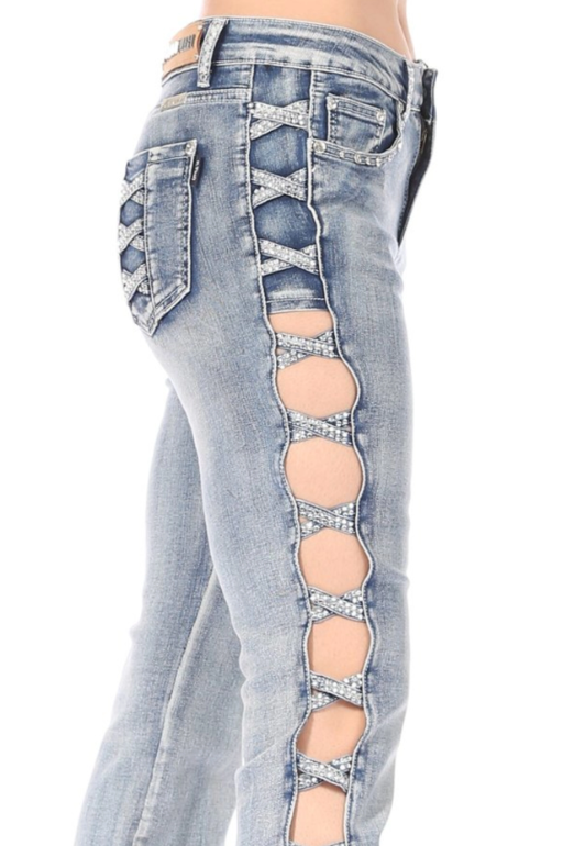 Platinum Plush - Cut Out Denim Jeans - PP4009