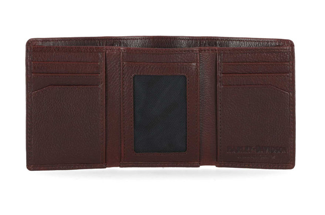 Harley-Davidson® Men's Bar & Shield Plate Tri-Fold Leather Wallet - Oxblood Brown