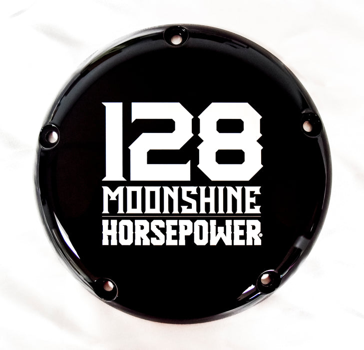 M8 Derby Cover, 128 Logo, Gloss Black - MHP-1128