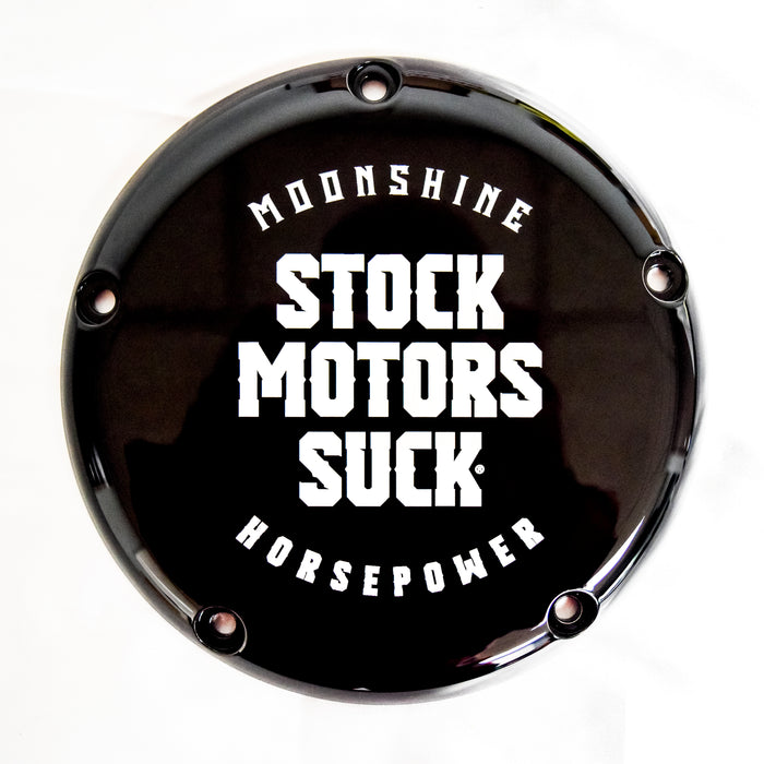 M8 Derby Cover, Stock Motors Suck, Gloss Black - MHP-1132