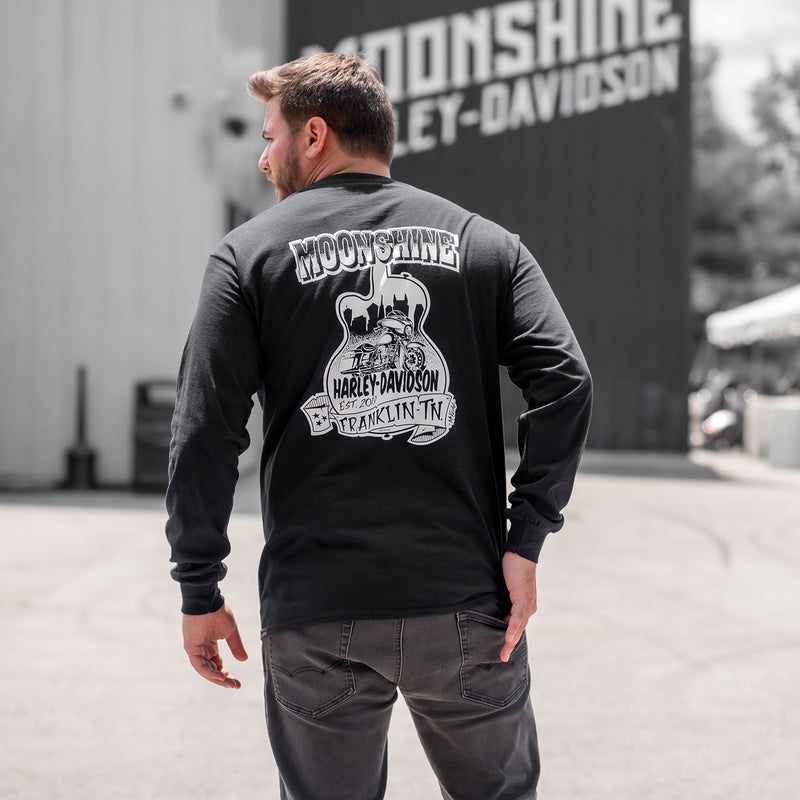 Guitar Men's Black Long Sleeve Shirt