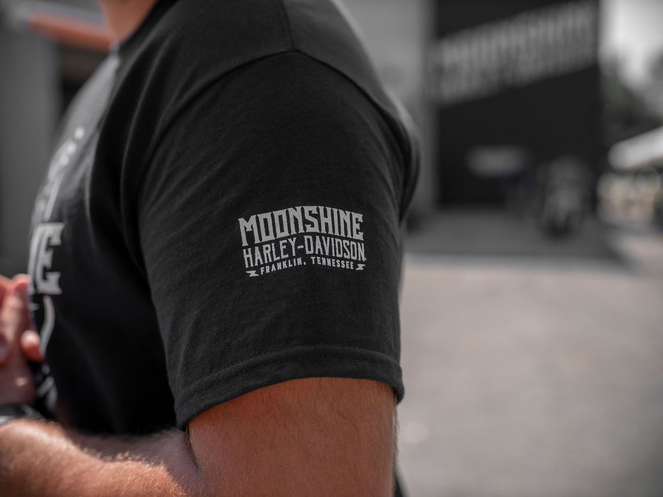 Round Logo Men's Black Short Sleeve Shirt