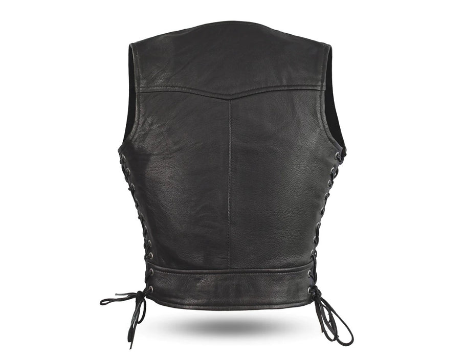 Raven Women's Motorcycle Leather Vest - FIL542GDD