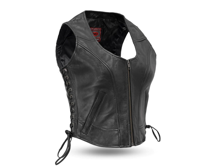 Raven Women's Motorcycle Leather Vest - FIL542GDD