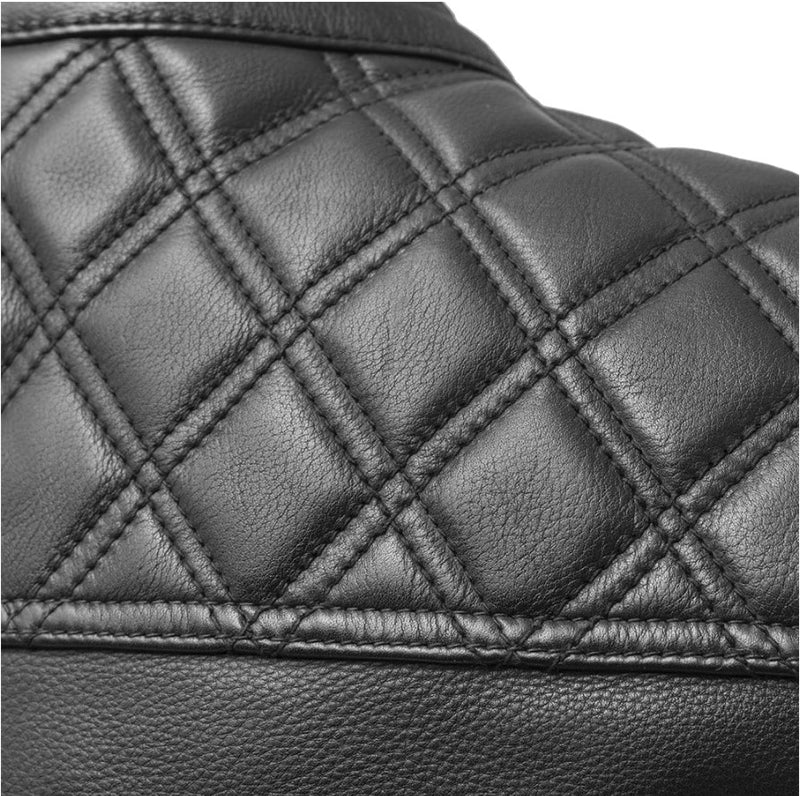 Downside Men's Motorcycle Leather Vest - Black - FIM693-QLT