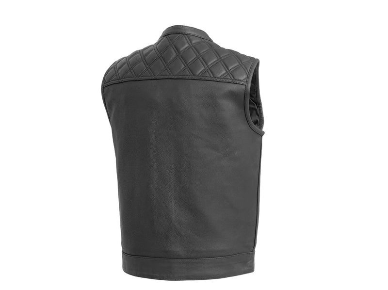 Downside Men's Motorcycle Leather Vest - Black - FIM693-QLT
