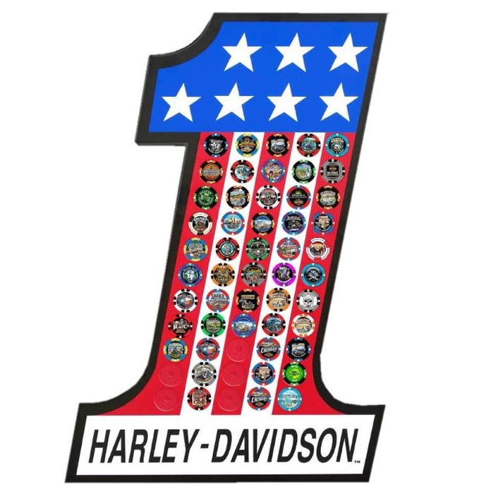 Harley-Davidson® #1 Stars & Stripes Magnetic 55 Poker Chip Collectors' Frame - 6939D